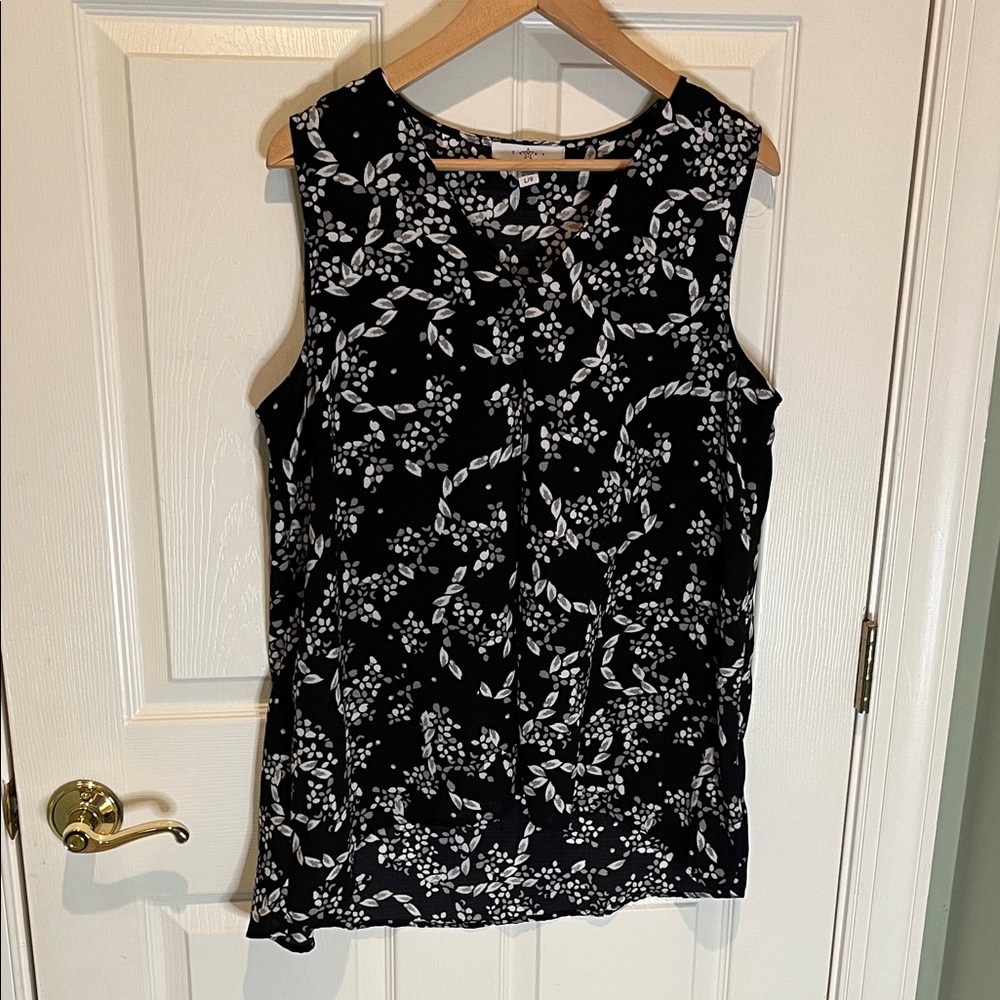 Fever Black and White Floral Tank Top